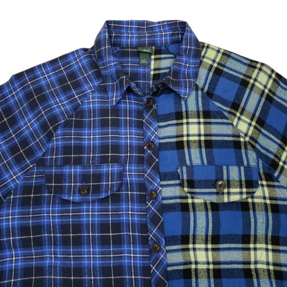 Wild Fable Flannel Oversized Boyfriend Shirt Spliced Plaid & Checks Pockets S - Picture 6 of 13